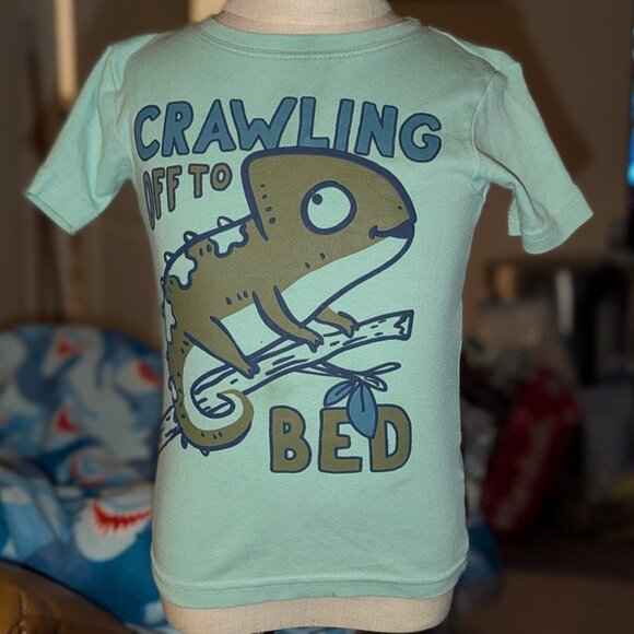 *3 FOR $9* Carter's Short Sleeve Crawling Off To Bed Chameleon Lizard Top Shirt - Picture 1 of 2